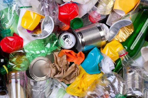 Construction site with waste materials awaiting clearance